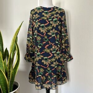 NWOT Scotch & Soda Tropical Printed Long Sleeve Dress Size XS